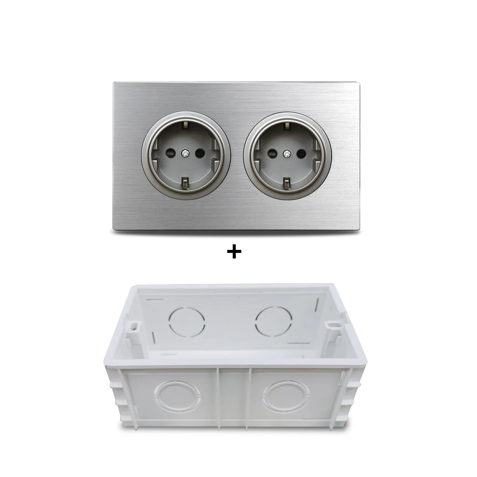 Wallpad L6 двойная розетка коричневая Silver EU box