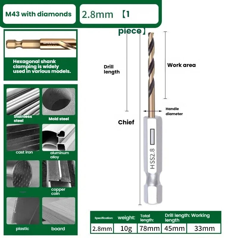 Сверло кобальтовое M35 для нержавейки 2.8mm1pcs