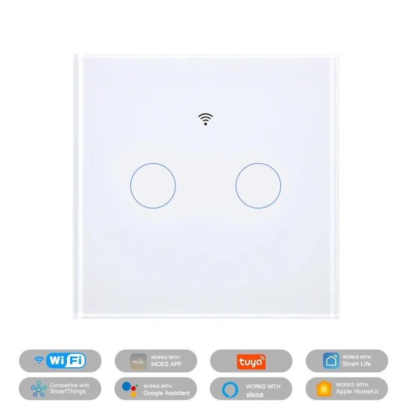 MOES Matter Tuya WiFi умный выключатель света 2 Gang White