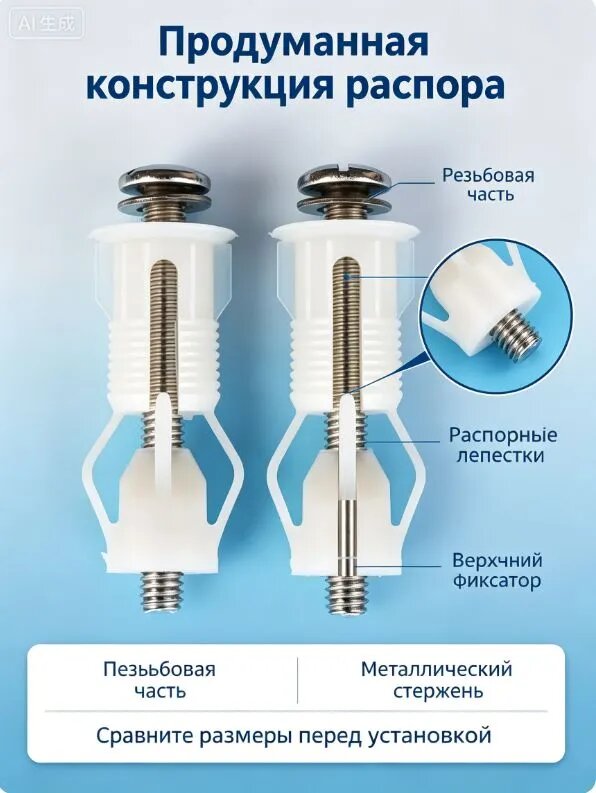 Дюбели для унитаза ROCA, пара. Крепёж для установки крышки. Надёжная фиксация.