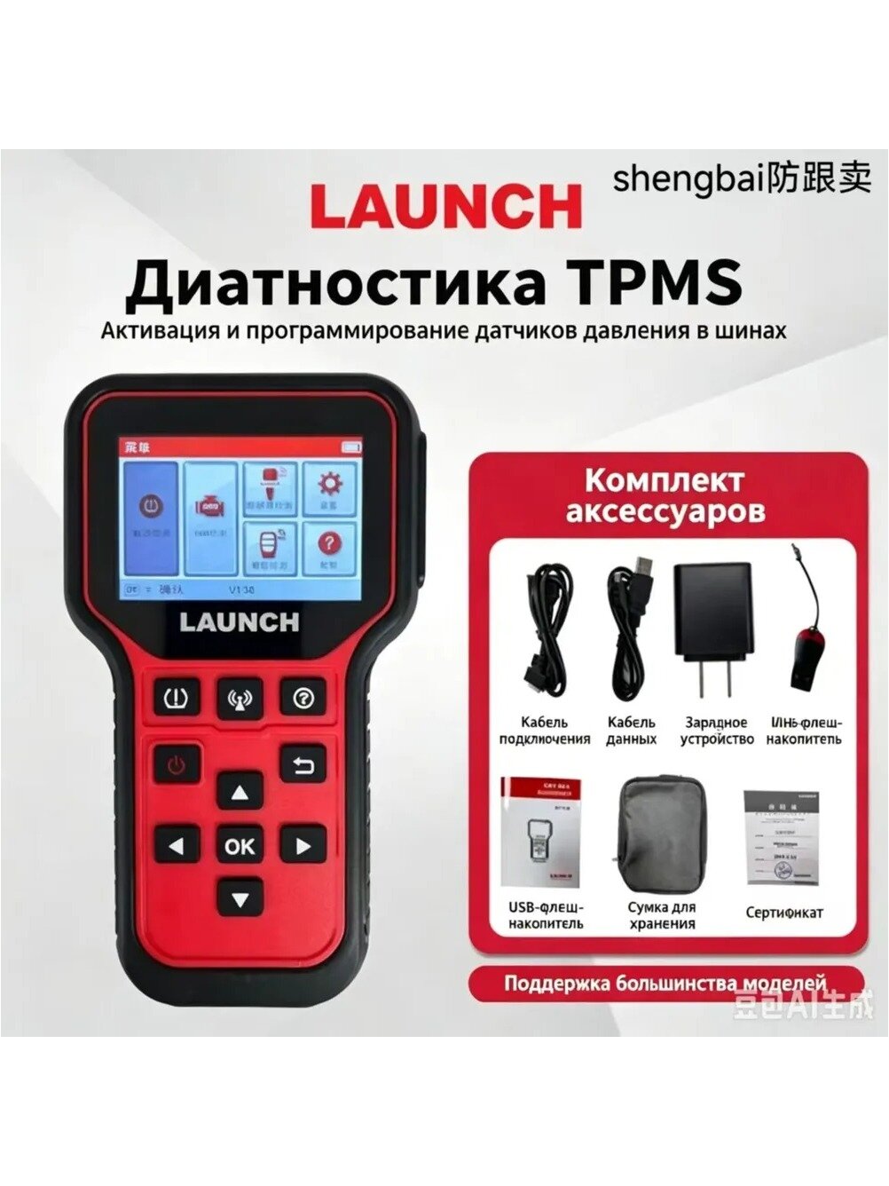 Диагностический прибор LAUNCH CRT501 для датчиков давления в шинах TPMS, черный