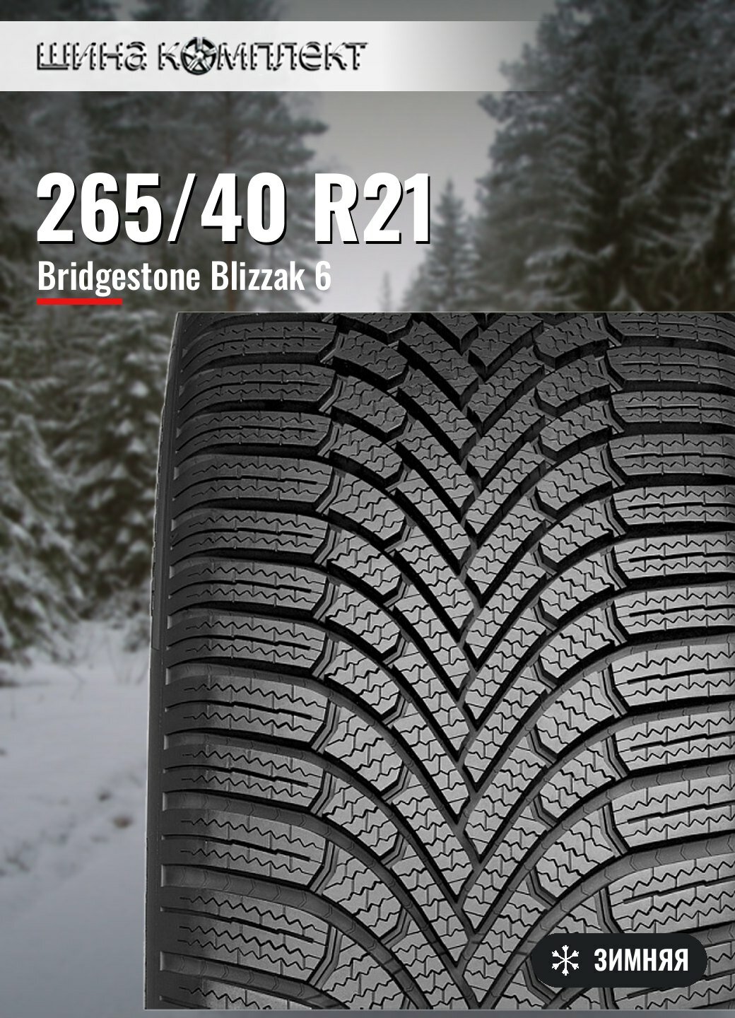 Автомобильная шина Bridgestone Blizzak 6 265/40 R21 105W RG зимняя для легкового автомобиля