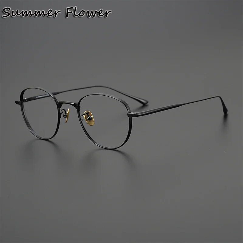 Оправа для очков Summer Flower круглые титановые унисекс BLACK, Черный