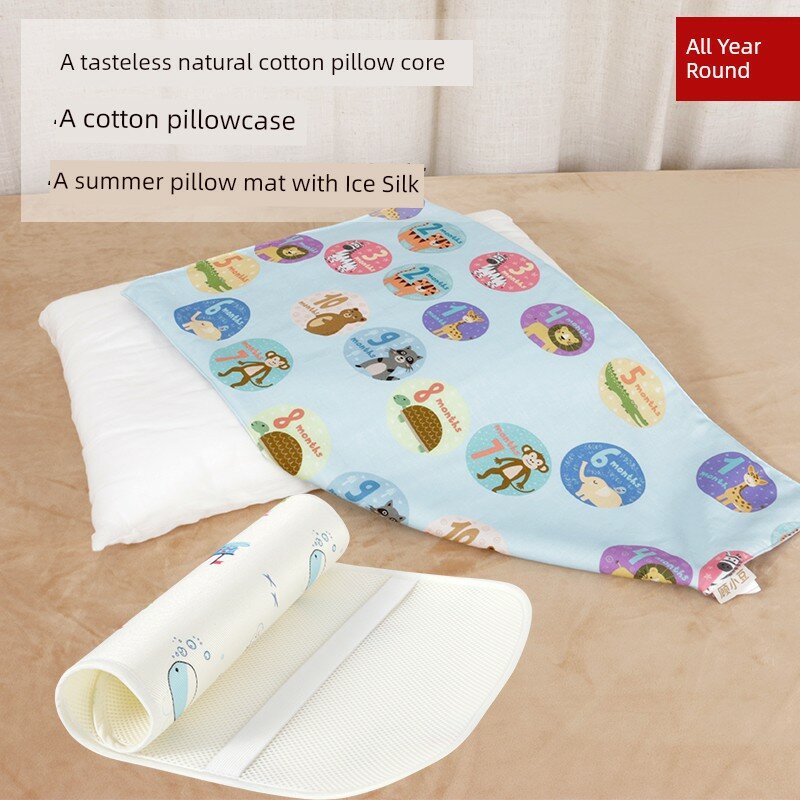 Набор детской подушки Baby Counting с хлопковым наполнителем и чехлом, 50x30x3см, 3-6 лет, толщина 3см