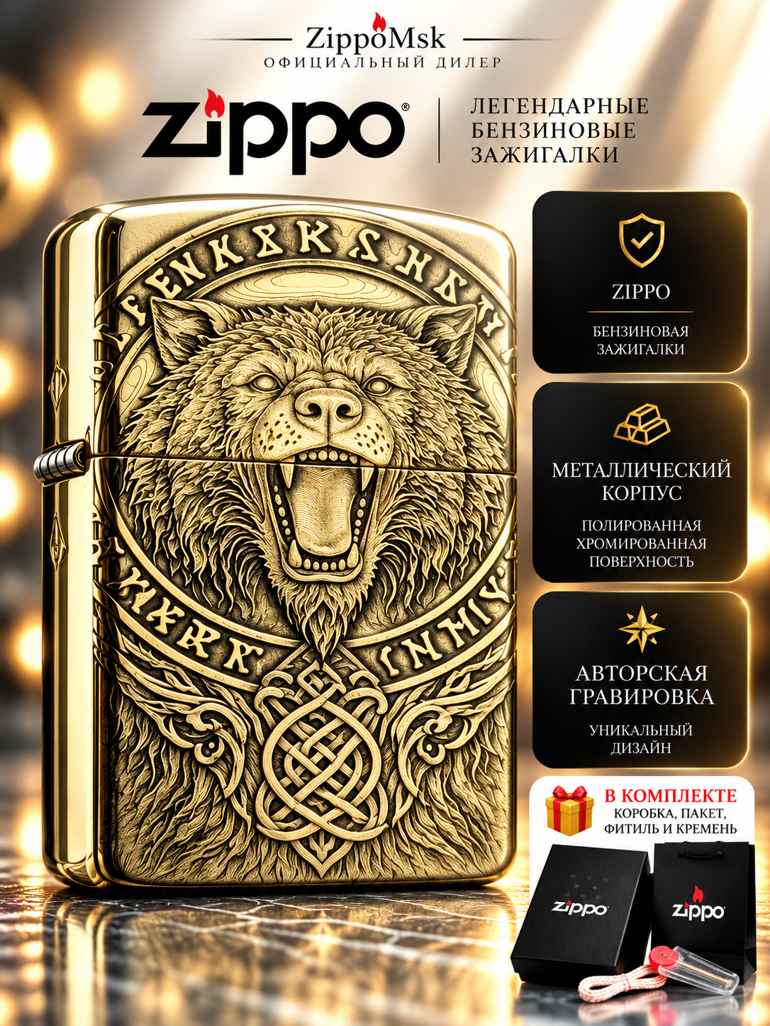 Зажигалка Zippo Armor «Хозяин Тайги»