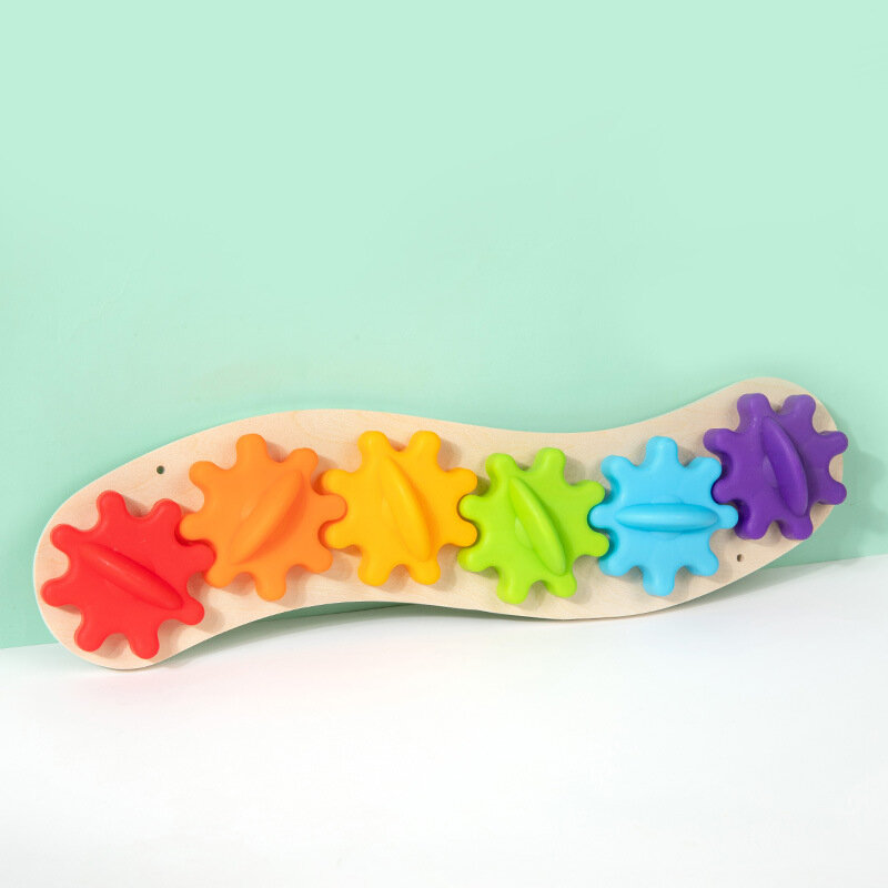 Деревянная шестеренка гусеница для развивающей доски Busy Board, натуральное дерево, игрушка Монтессори 2-3 года