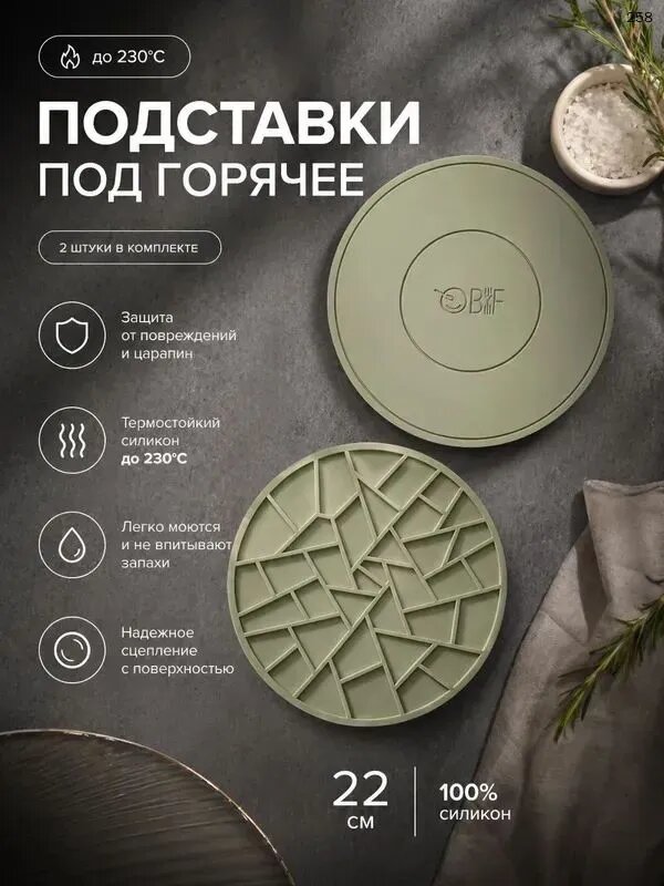 Подставка под горячее 22 см х 22 см 2 шт