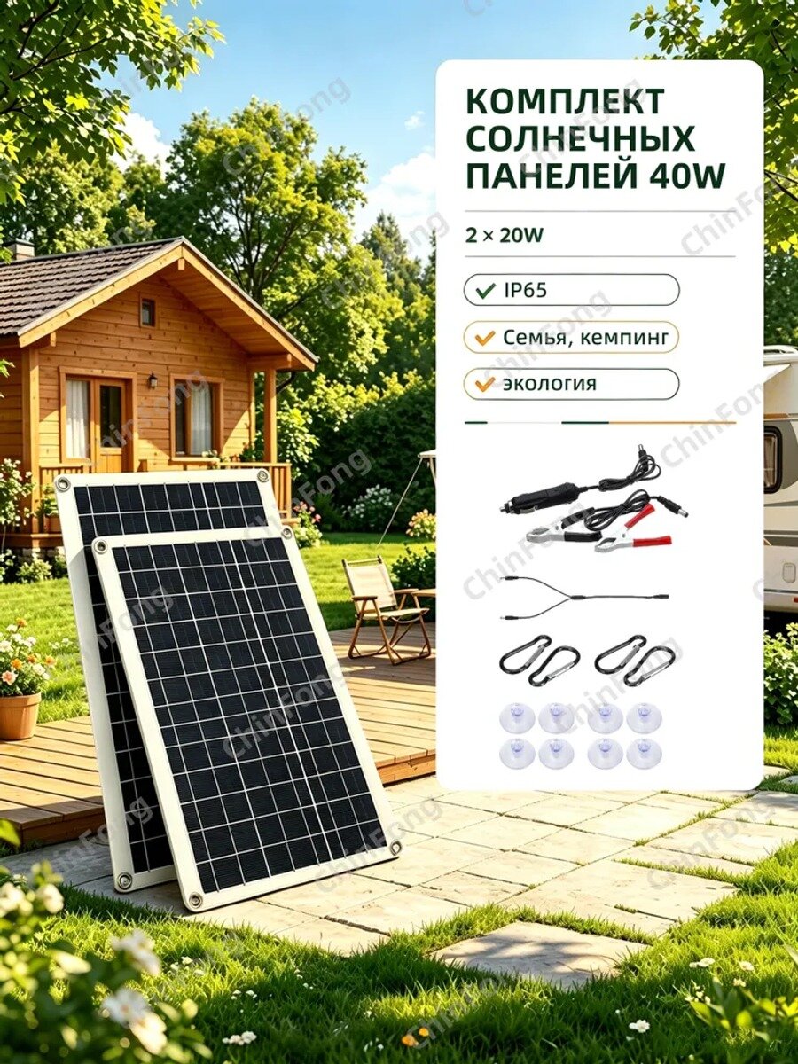 Переносные солнечные батареи солнечная панель портативная 20 Вт * 2 IP67 для дачи авто
