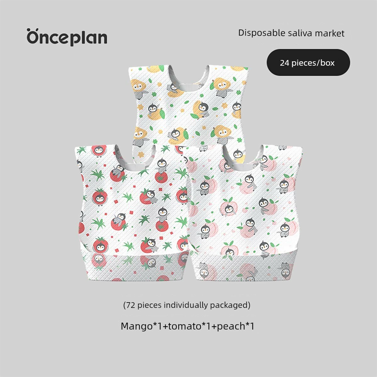Onceplan Одноразовые детские брелки 72 шт. с рисунком манго, помидор и персик