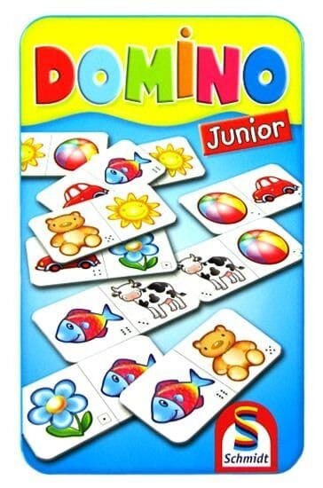 Настольная игра Schmidt Domino Junior, семейная игра с картинками в металлической коробке для детей