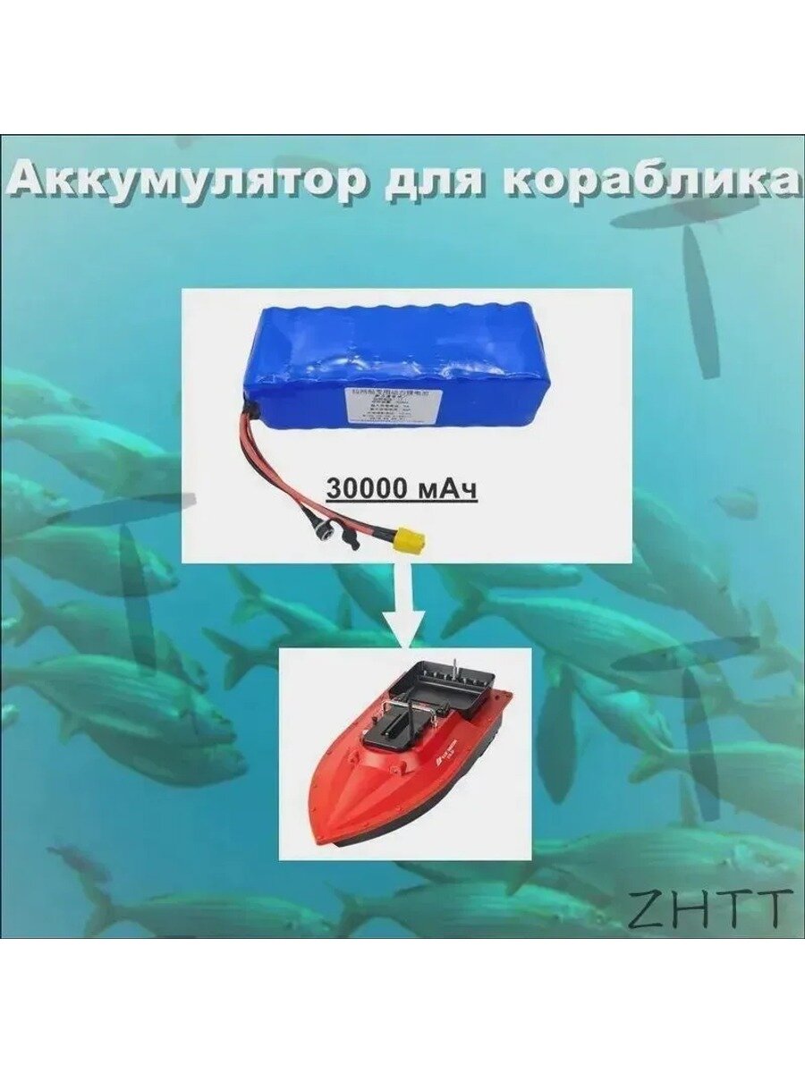 Аккумулятор для прикормочного кораблика S70 12В 30000 мАчOU, Тип Прикормочный кораблик
