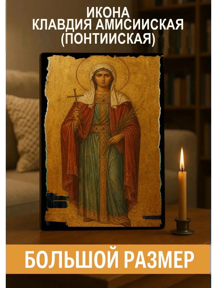 Икона Клавдия Амисийская, на дереве, 30×40 см, освящённая, ручная работа