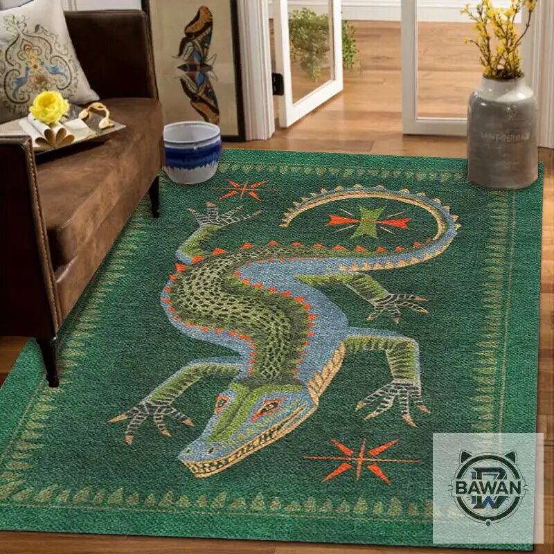 Декоративный ковер с ярким крокодилом для уникального интерьера, 120x160 "крокодил"