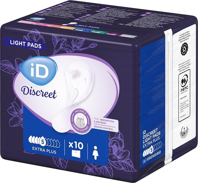 Прокладки урологические iD Light Discreet Extra Plus (10 штук в упаковке)