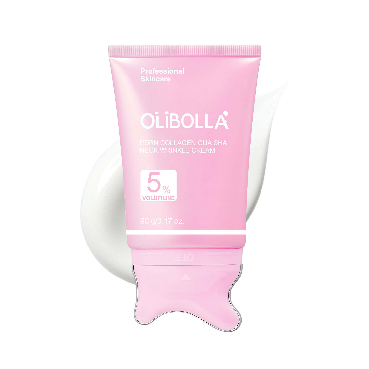 Крем для шеи OLIBOLLA с коллагеном, встроенный аппликатор‑гуаша, разглаживает морщины