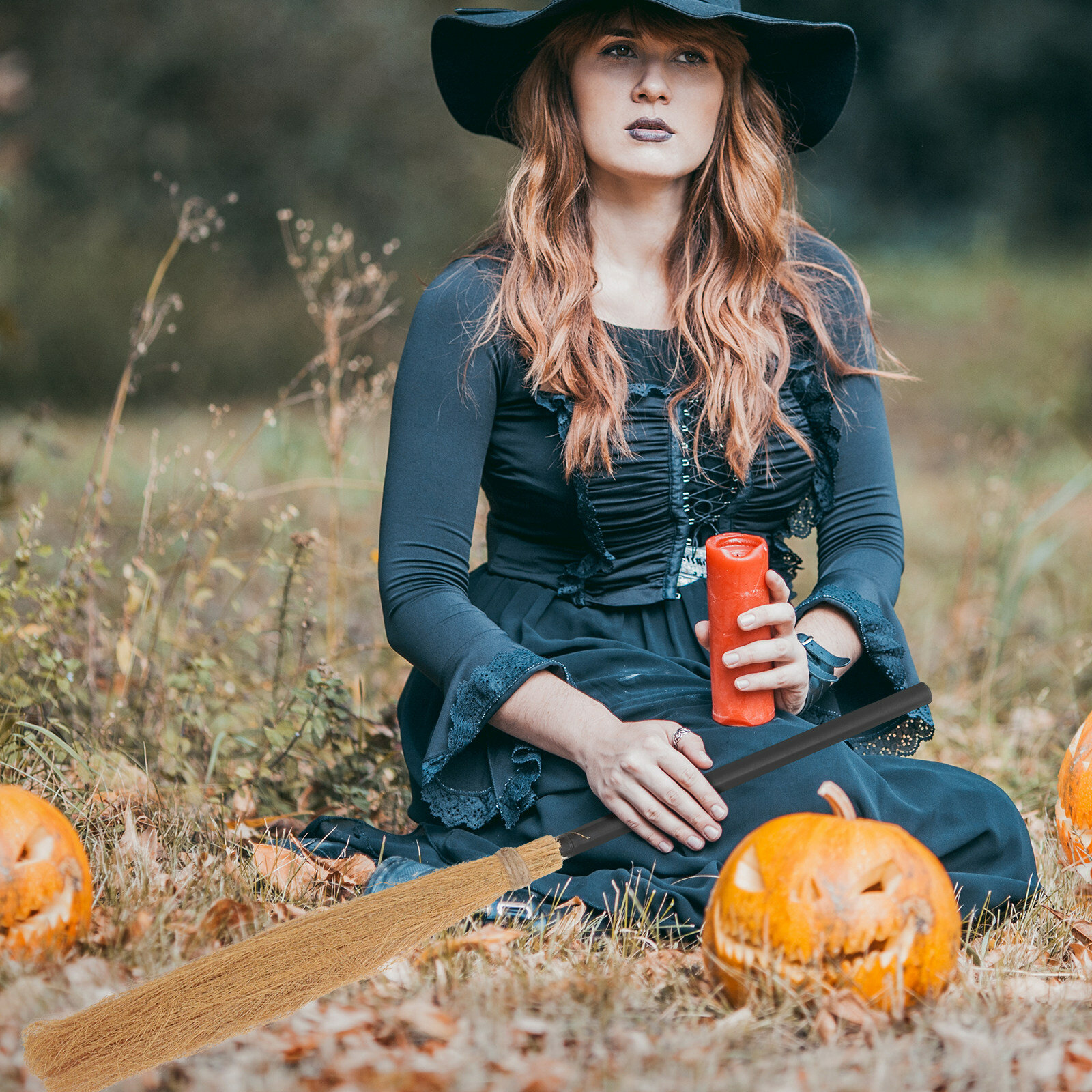 Halloween Witch Broom Prop Для Костюма Весёлой Ведьмы И Декораций На Праздник 100X11 5Cm