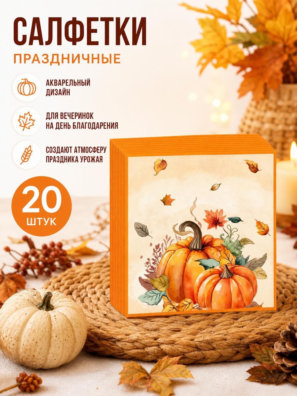Салфетки с тыквенным рисунком
