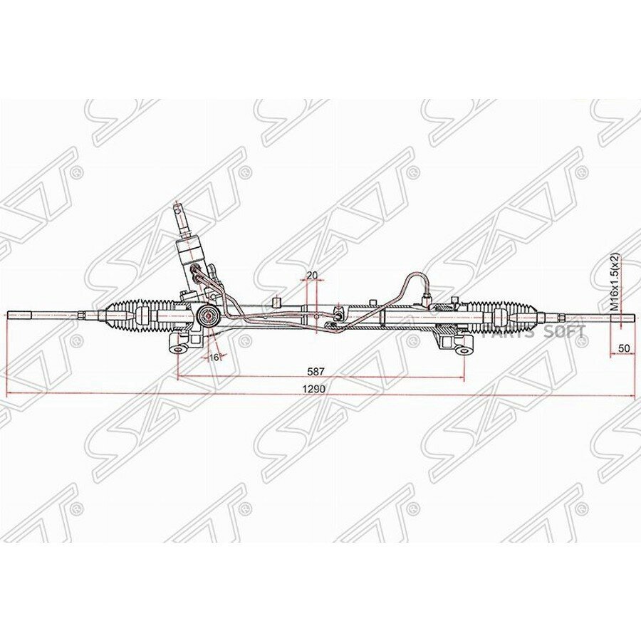 Рейка рулевая FORD FOCUS II 05-08FOCUS III 11- С от официального дистрибьютора, SAT, артикул ST1768115