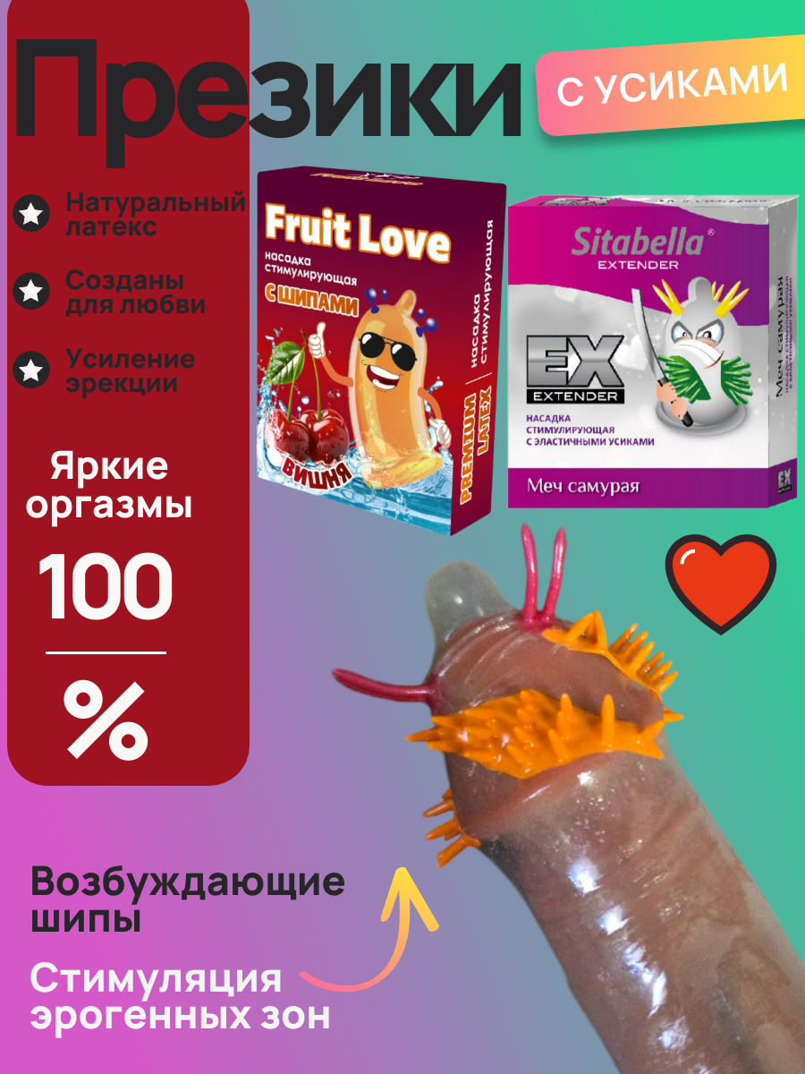 Презервативы с усиками и шипами, ультратонкие, ароматизированные
