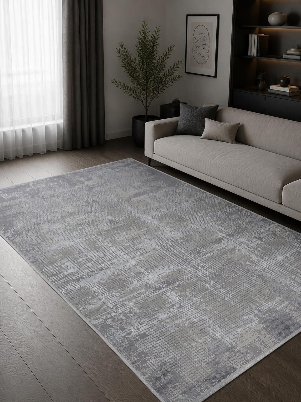 Ozkaplan karpet Ковер 1.6x2.3м турецкий ворс 10мм Leonidas B0758A Grey-Grey