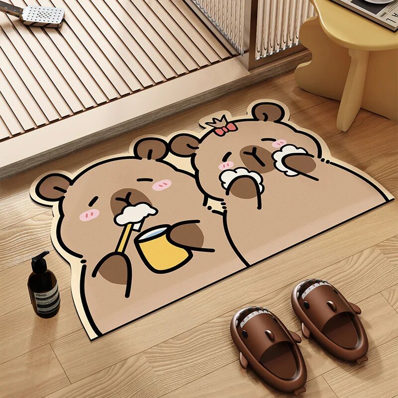 Коврик для ванной комнаты из диатомовой глины с мультяшным рисунком 40x60CM, E