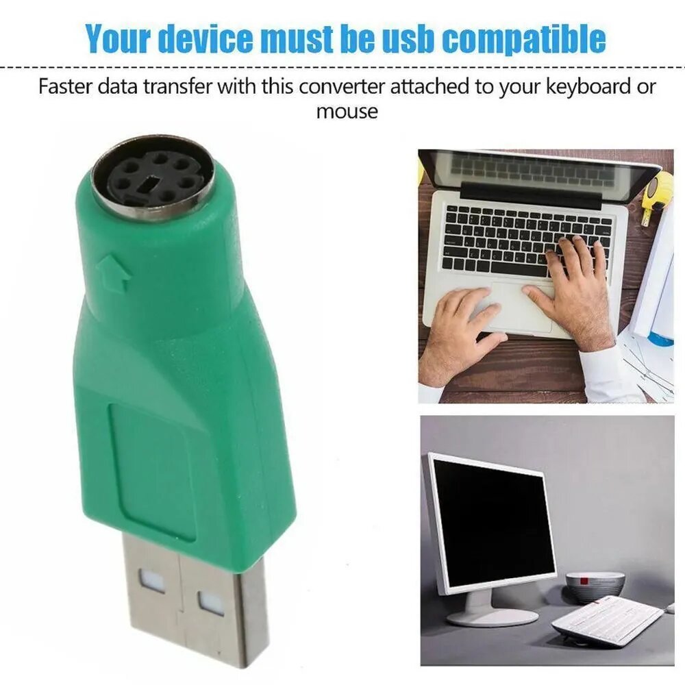 Инструментальный кабель USB Type-A/PS/2, зеленый