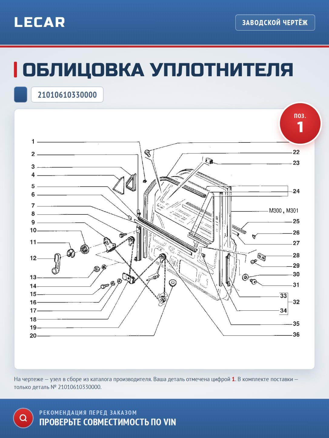 Облицовка уплотнителя ВАЗ 2101