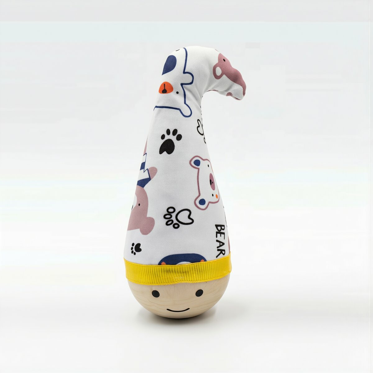 Игрушка неваляшка для кошек с натуральным деревянным основанием мягкая ткань цветные перья подходит для игр с питомцем в любых домашних условиях