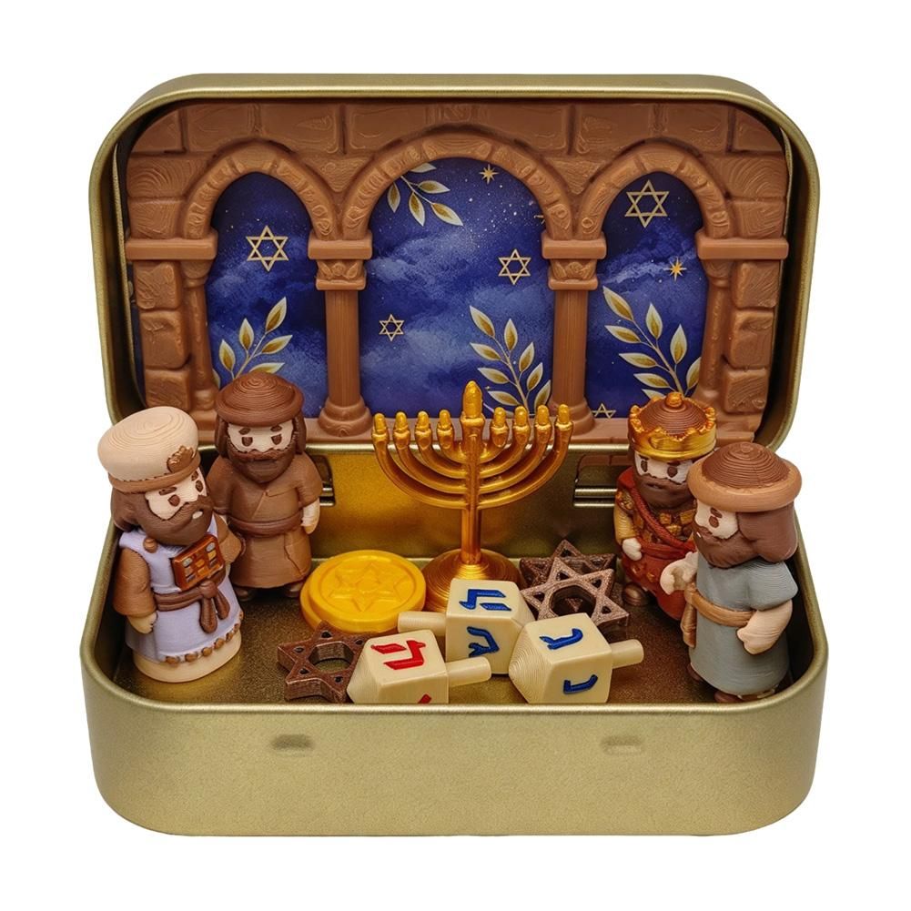 Композиция "Рождественский вертеп", 4 фигурки, металлическая коробка, 9,5 x 6 x 2 см