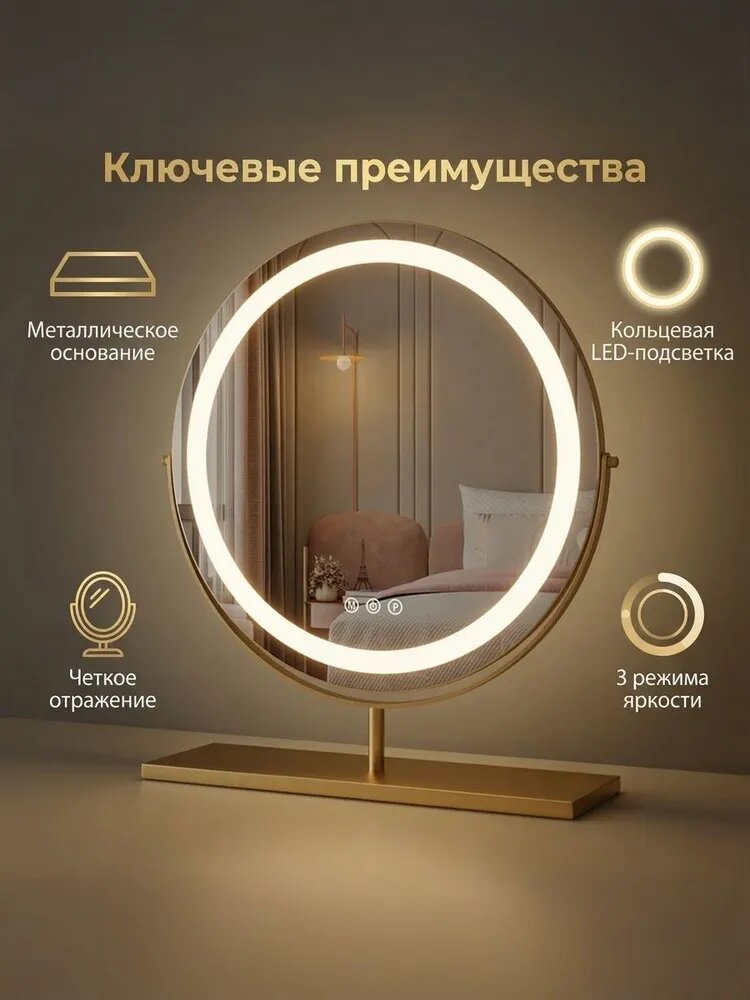 Зеркало гримерное, 40 см х 48 см, 1 шт