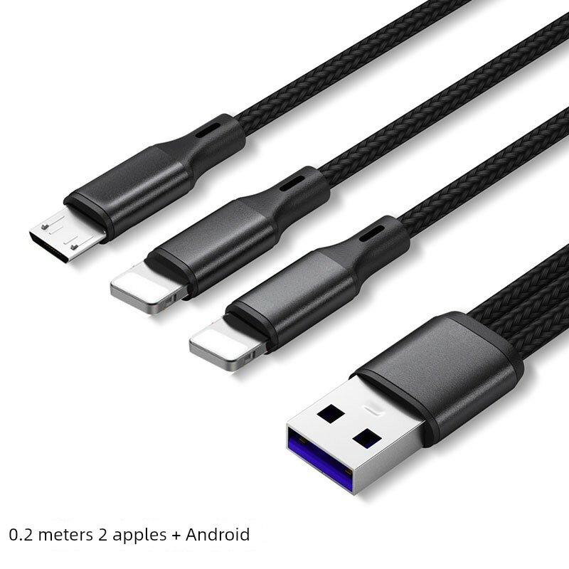 Кабель для зарядки автомобиля 0,2 м с двумя портами Lightning и одним портом Micro USB