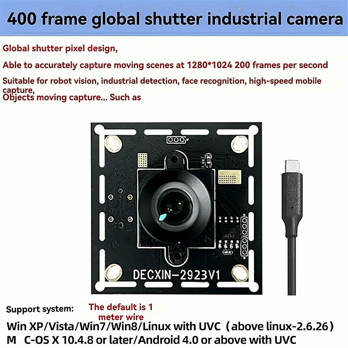 USB3.0 1.3MP 8mm Global Shutter Camera для Win/Linux/Android