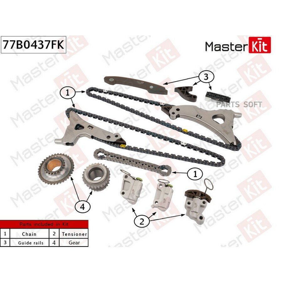 Комплект цепи ГРМ от официального дистрибьютора, MASTERKIT, артикул 77B0437FK
