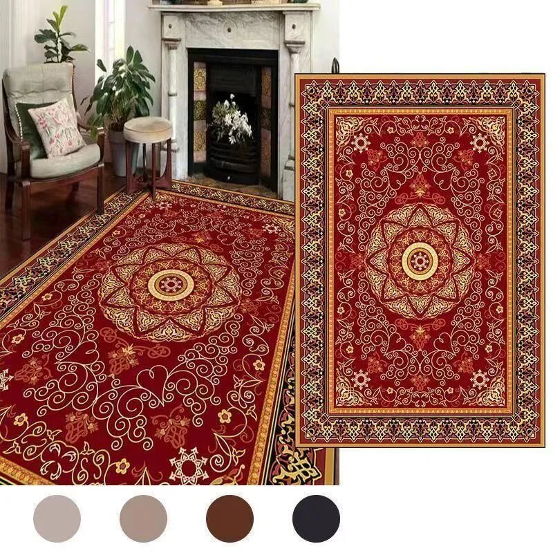 Ковер безворсовый 120x80 см джунгли коричнево-красный, коричневый