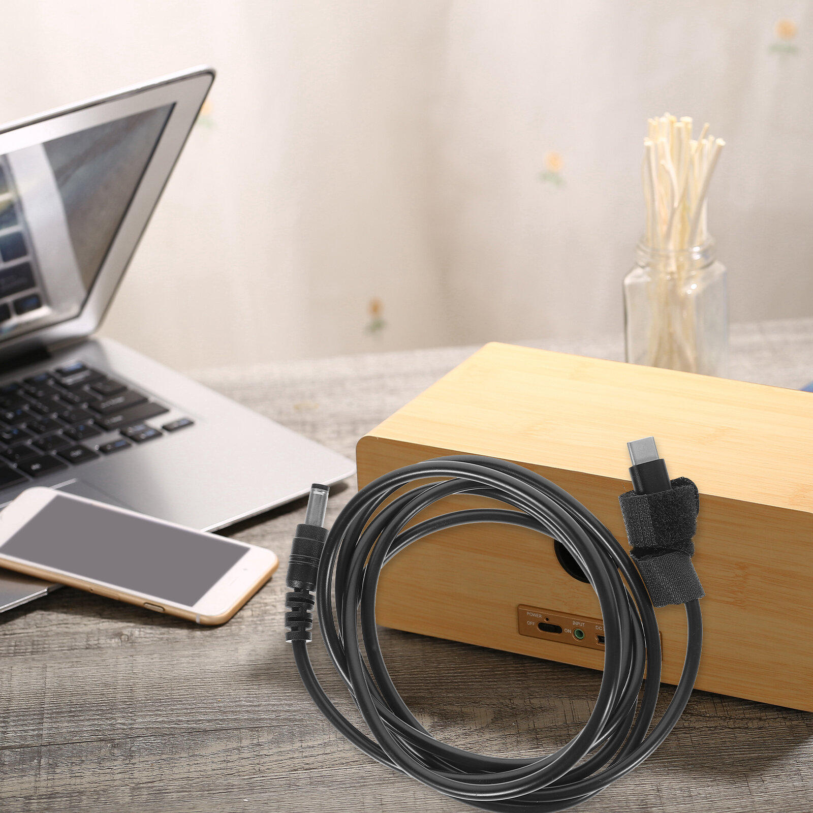 Кабель Для Зарядки USB Type C В DC Адаптер Длиной 150x1x1 Cm Черный Цвет