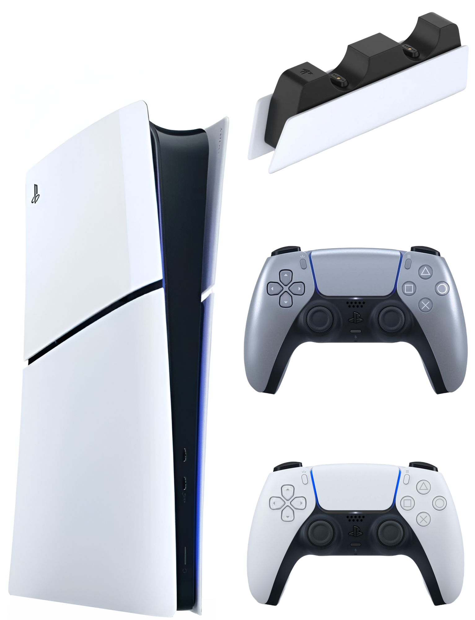 Игровая приставка Sony PlayStation 5 PS5 Slim Digital (Без дисковода)+2-ой геймпад(sterling silver)+зарядное устройство