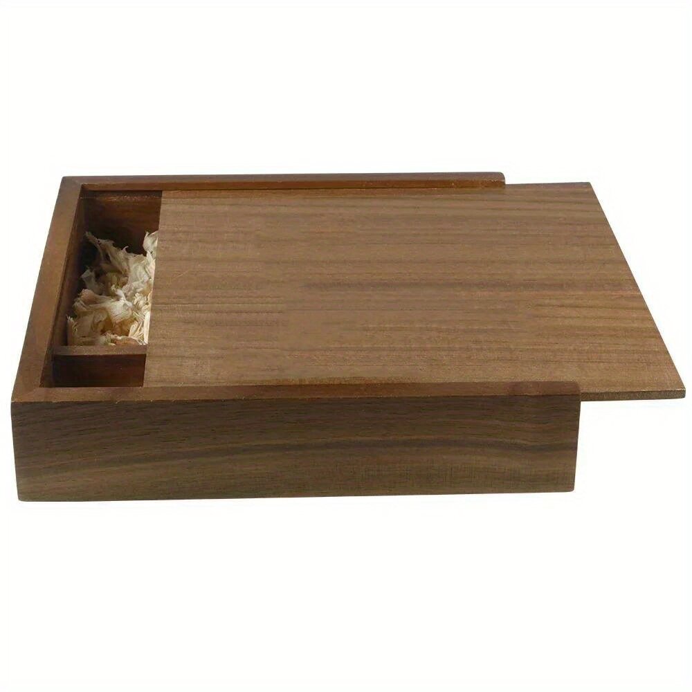 Деревянная шкатулка для хранения 1 шт, ореховая древесина, 16.9x16.9x3.5 см, натуральная необработанная поверхность, для фотографий, украшений и подарков