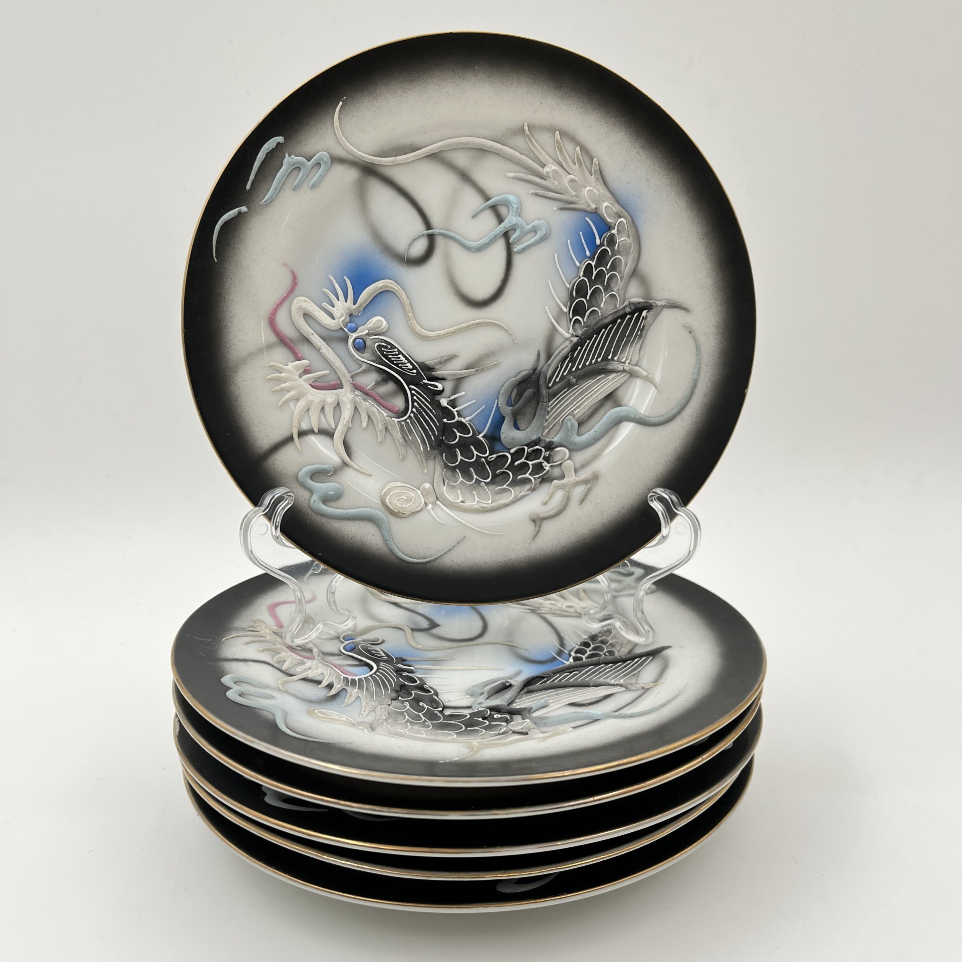Набор из 6-ти десертных тарелок "Дракон", Lux Porcelain FAHD M.K, фарфор, бисквит, роспись