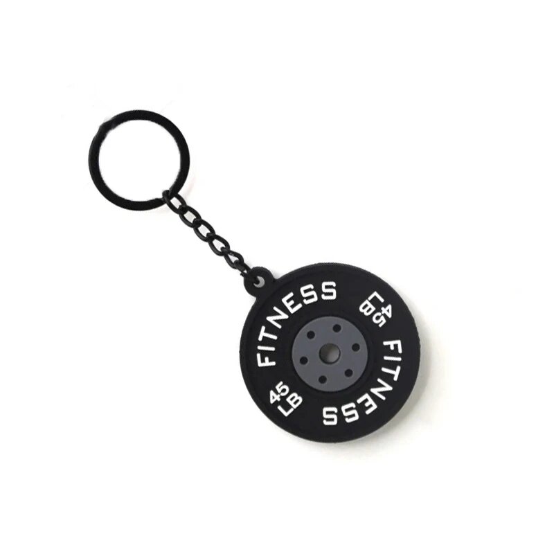 Силиконовый брелок-штанга для фитнеса Черный, Weight Plate Black