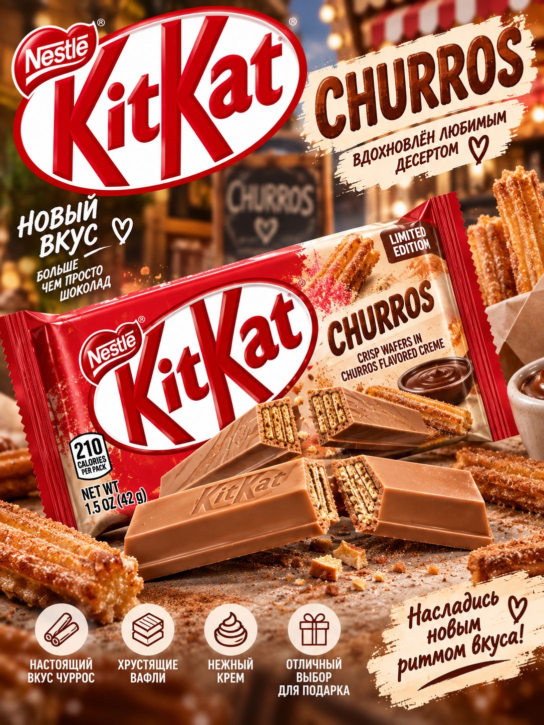 Шоколадный батончик KitKat Churros со вкусом чуррос