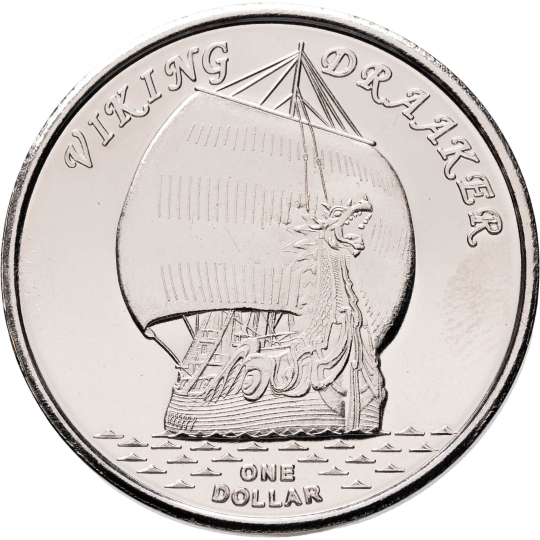 Кирибати, Остров Гилберта 1 доллар 2019 "Корабль Viking Draaker", Мельхиор медь-никель, в сохранности BUNC