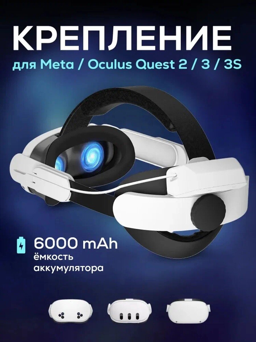 Крепление с аккумулятором для Oculus Meta Quest 3 / 3S / Quest 2 аксессуары на голову VR
