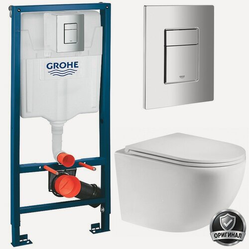 Изображение товара Инсталляция Grohe Solido 38811000 + унитаз Teymi Lina Vortex T40110 безободковый торнадо с сиденьем
