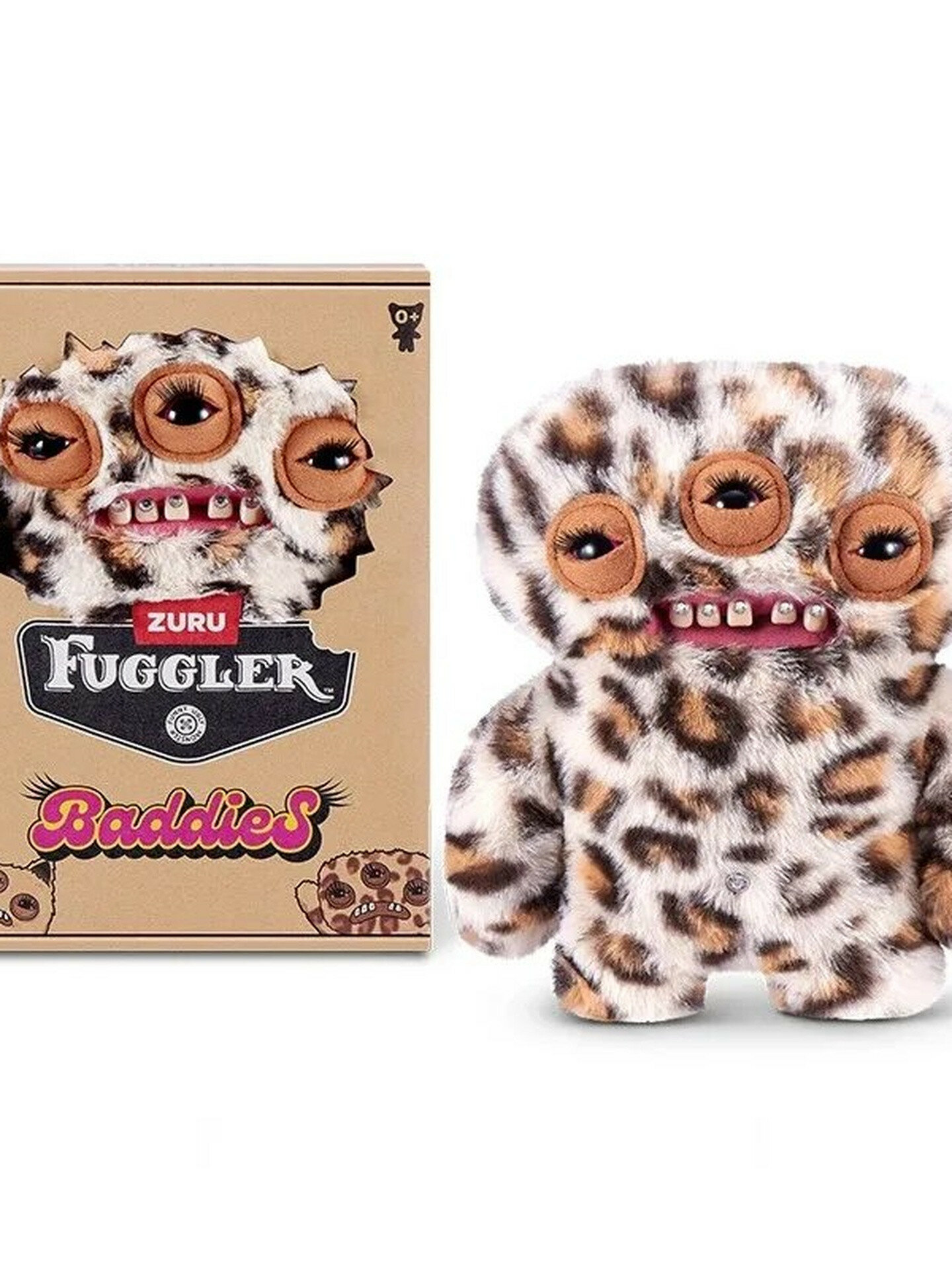 Плюшевый монстр Fuggler Baddies с леопардовым принтом, мягкая игрушка 22 см, для детей и взрослых, коллекционная