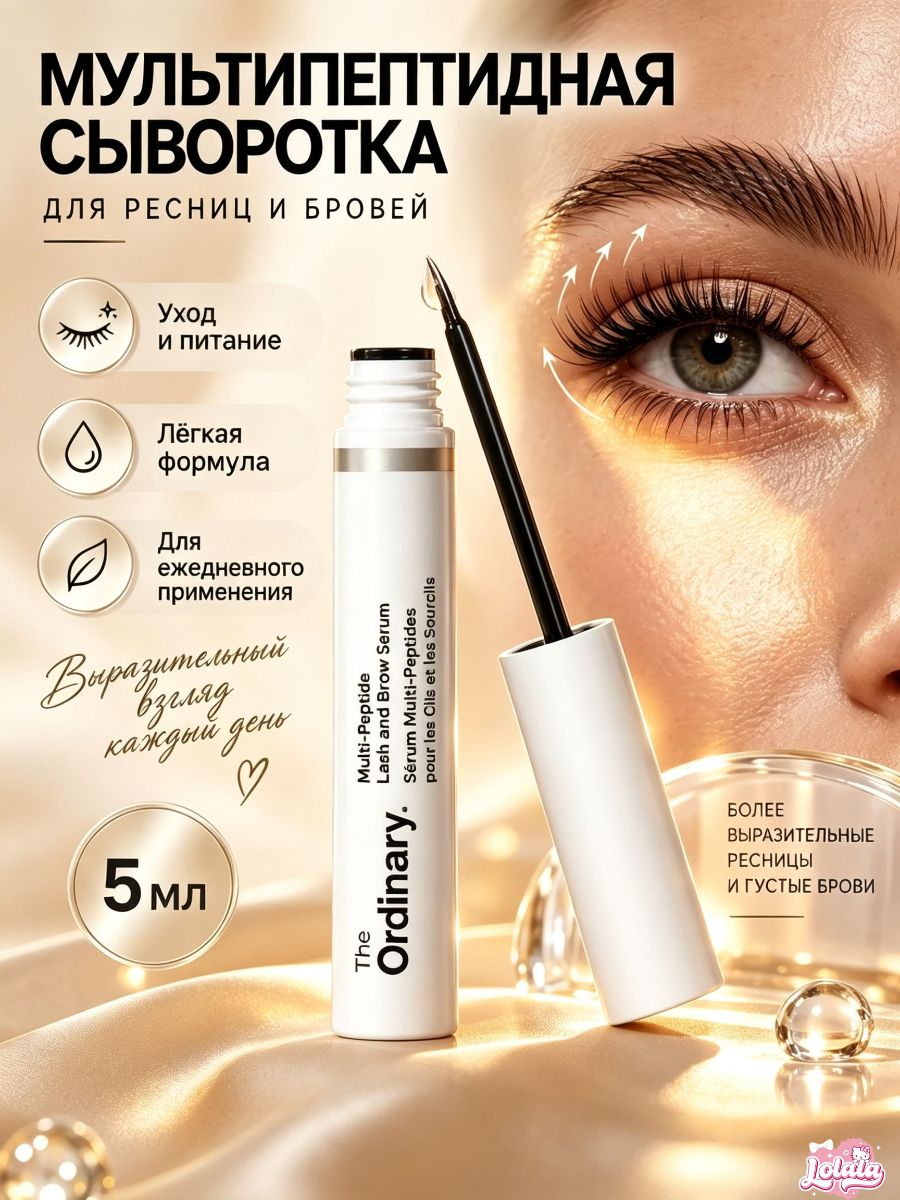 Сыворотка для роста ресниц и бровей Multi-Peptide Lash and Brow Serum The Ordinary мультипептидная, объем 5мл
