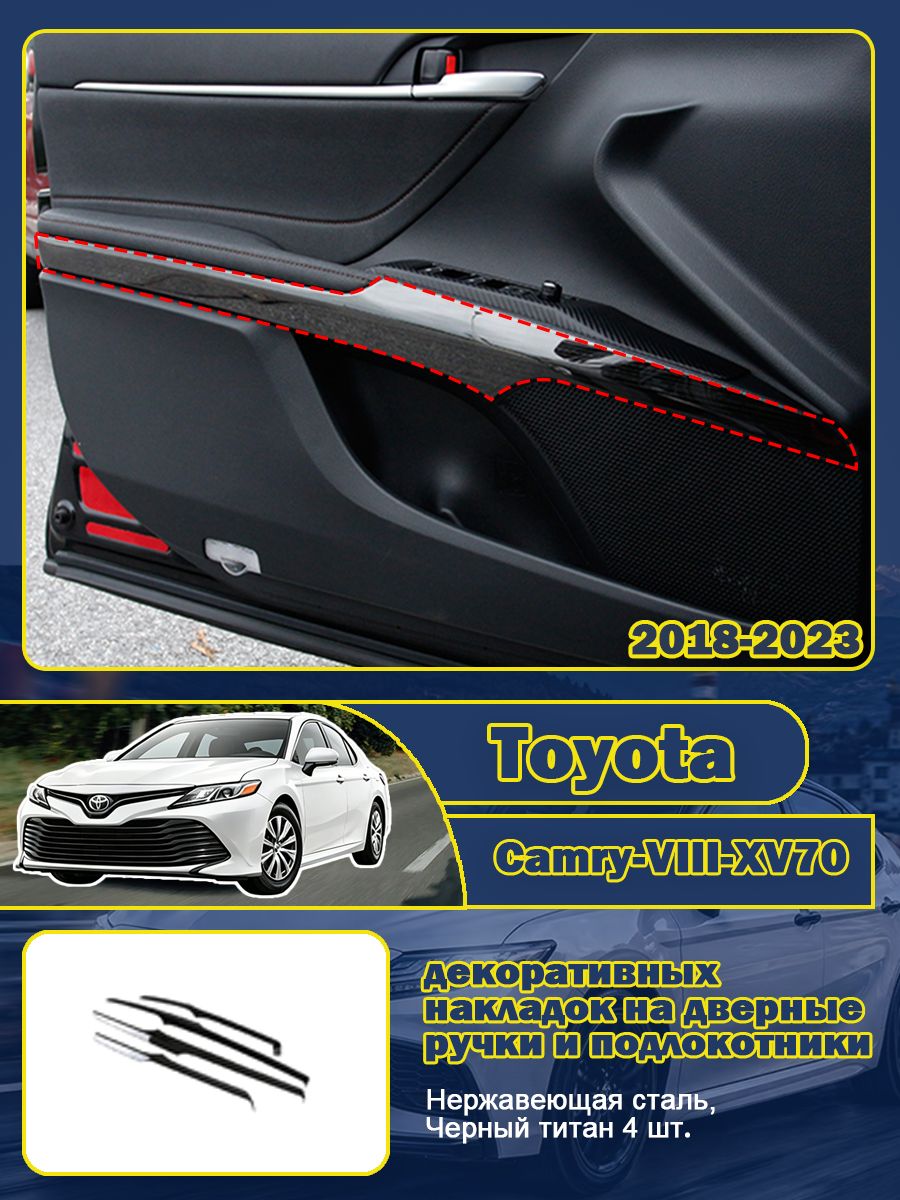 Декоративные накладки на дверные ручки и подлокотники Toyota Camry-VIII-XV70 2018-2023 Отделка подлокотника автомобиля