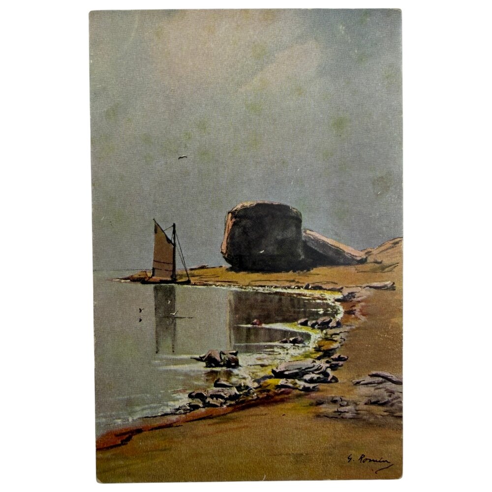 Почтовая открытка "Парусник у скалистого берега" 1900-1917 гг. Германская Империя