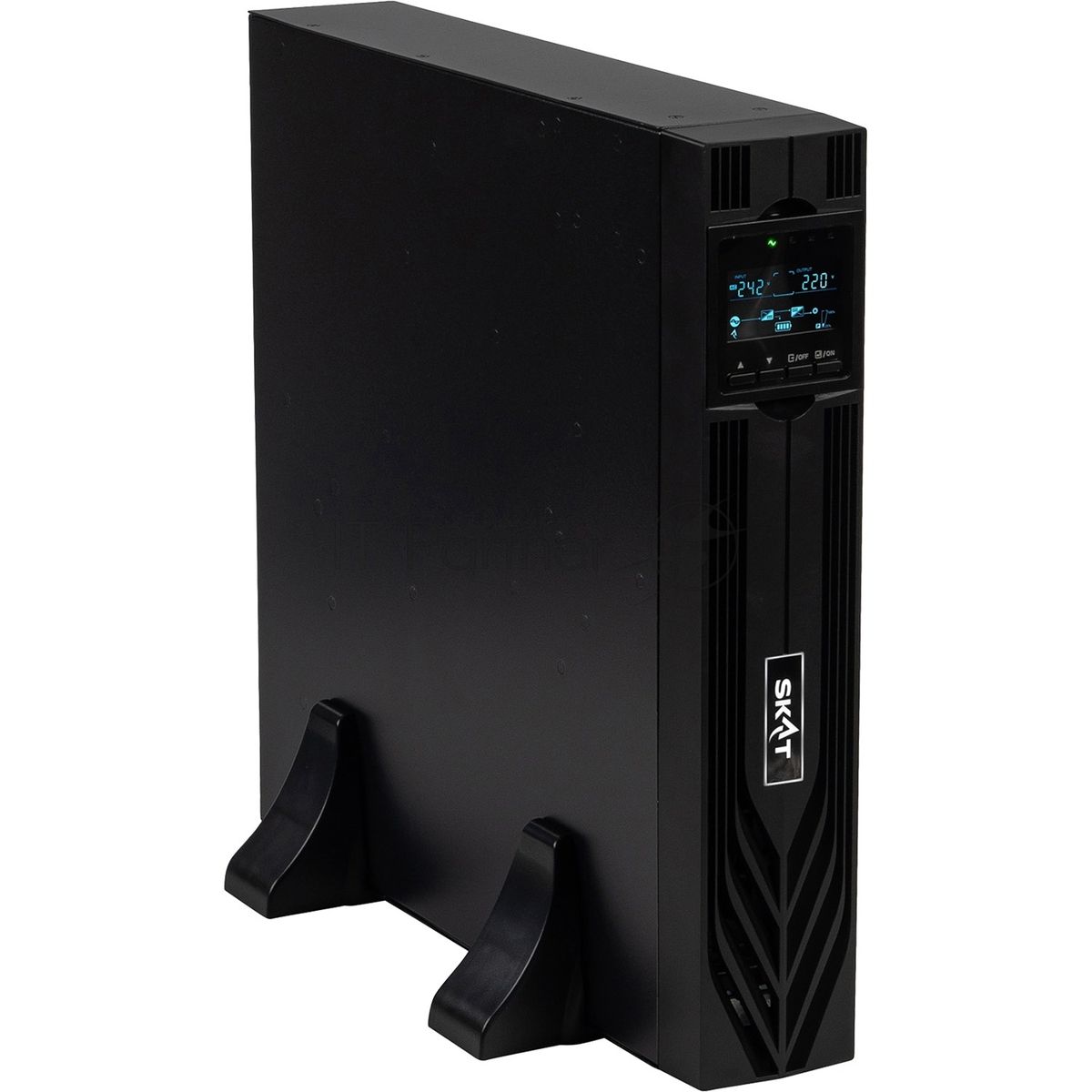 8765 SKAT-UPS 1500-RACK-ON-3X9-E P3 UPS 1500VA/1500W, 2U, On-Line, sine wave, built-in 36V battery (3x9Ah), 8xC13, USB, RS232, RS485, parallel port, card slot (SNMP, relay), EPO, WxDxH 440x461x86.5, weight 16.5 kg