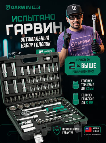 Изображение товара GARWIN PRO 640094 Набор инструмента 1/4" и 1/2", 94 предмета