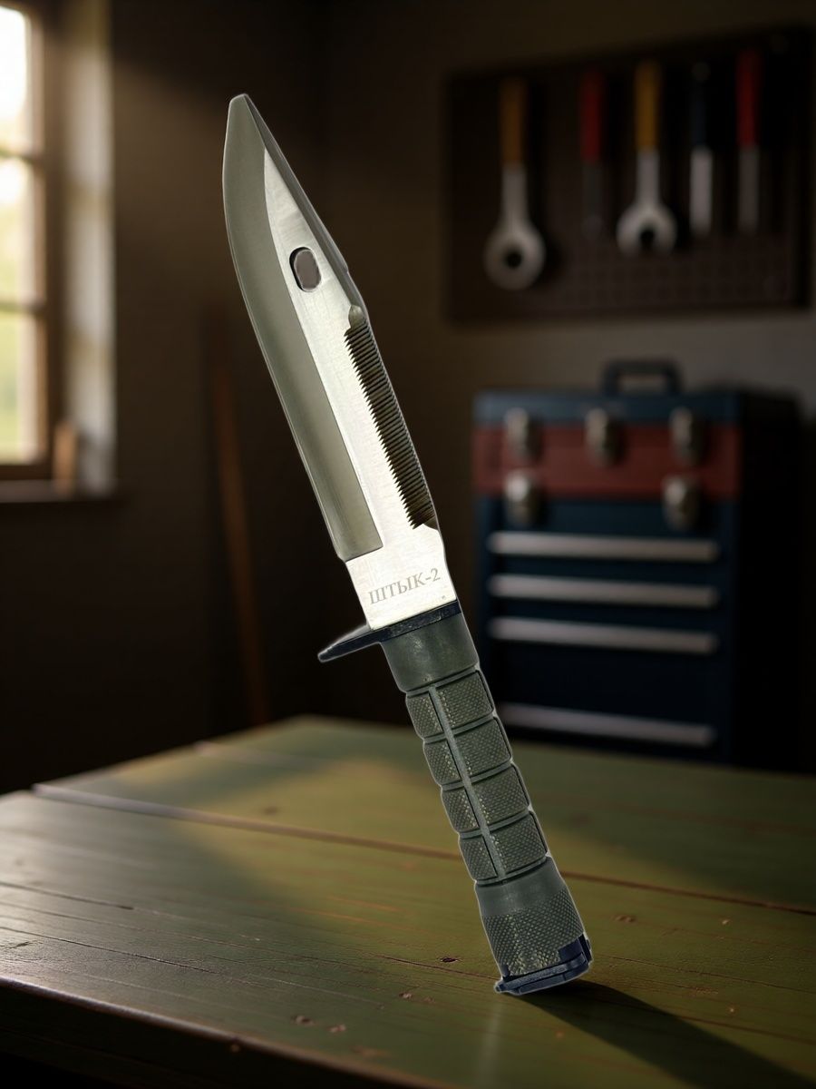 Нож туристический Pirat HK5699 "Штык-2", пластиковые ножны, длина лезвия 16,5 см.